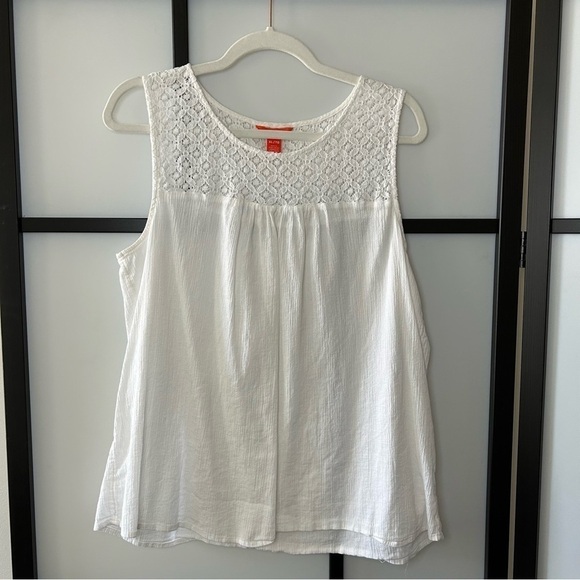 [XL] Joe Fresh White Boho Flowy Sleeveless Tank Crochet Detail - Picture 1 of 7